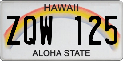 HI license plate ZQW125