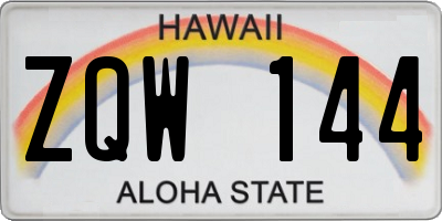HI license plate ZQW144