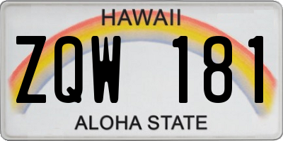 HI license plate ZQW181