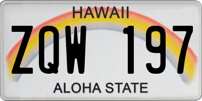 HI license plate ZQW197