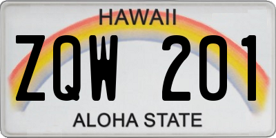 HI license plate ZQW201