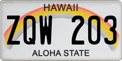 HI license plate ZQW203