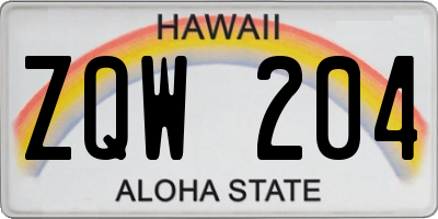 HI license plate ZQW204