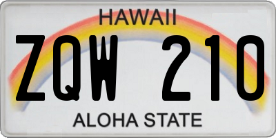HI license plate ZQW210