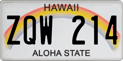 HI license plate ZQW214
