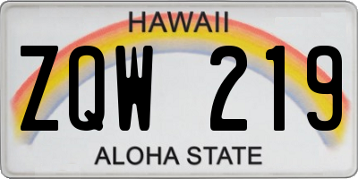 HI license plate ZQW219