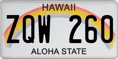 HI license plate ZQW260