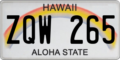HI license plate ZQW265