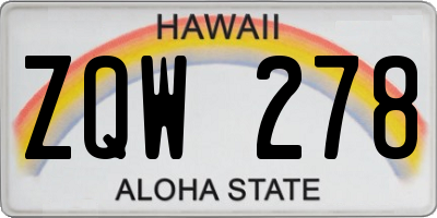 HI license plate ZQW278