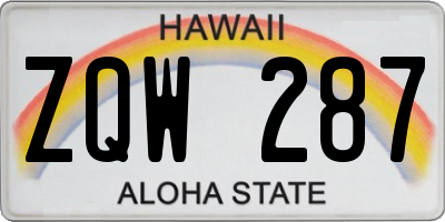 HI license plate ZQW287