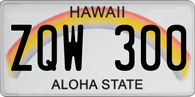 HI license plate ZQW300