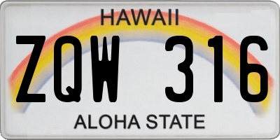 HI license plate ZQW316