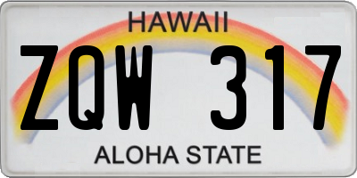 HI license plate ZQW317