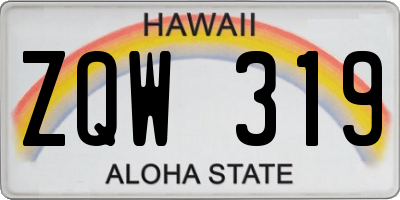HI license plate ZQW319