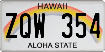 HI license plate ZQW354