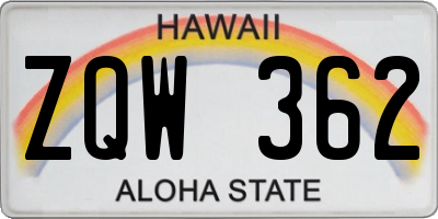HI license plate ZQW362