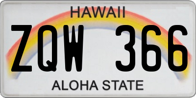 HI license plate ZQW366