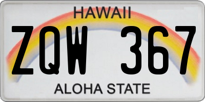 HI license plate ZQW367