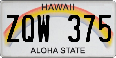 HI license plate ZQW375