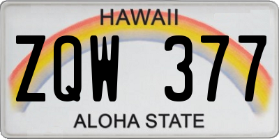 HI license plate ZQW377