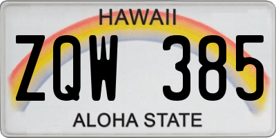 HI license plate ZQW385