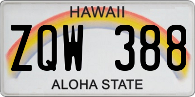 HI license plate ZQW388