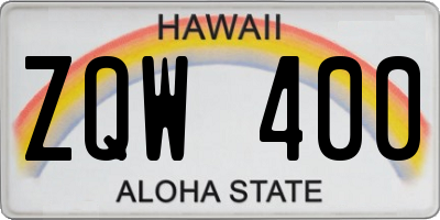 HI license plate ZQW400