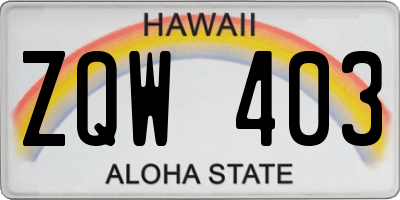 HI license plate ZQW403