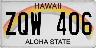 HI license plate ZQW406