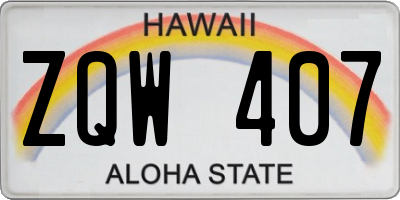 HI license plate ZQW407