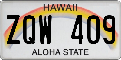 HI license plate ZQW409