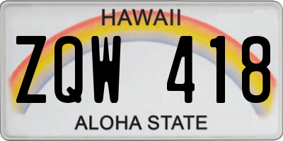 HI license plate ZQW418