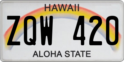 HI license plate ZQW420