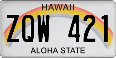 HI license plate ZQW421
