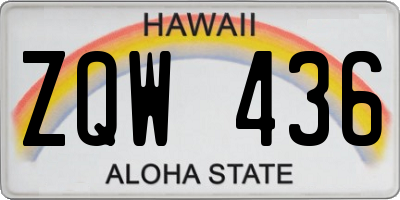 HI license plate ZQW436