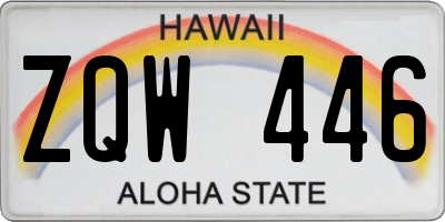HI license plate ZQW446