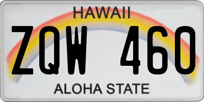 HI license plate ZQW460