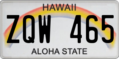 HI license plate ZQW465