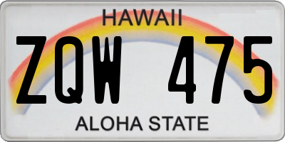 HI license plate ZQW475