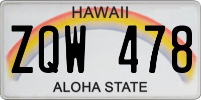 HI license plate ZQW478