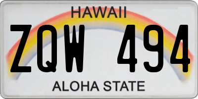 HI license plate ZQW494