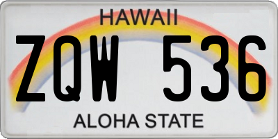 HI license plate ZQW536