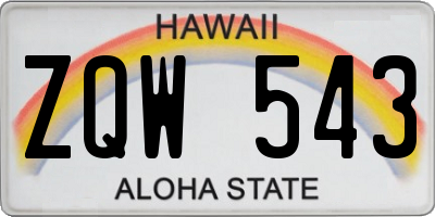 HI license plate ZQW543
