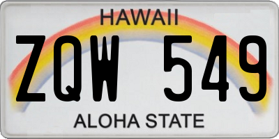 HI license plate ZQW549
