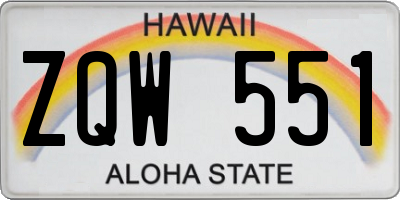 HI license plate ZQW551