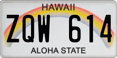 HI license plate ZQW614