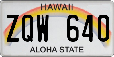 HI license plate ZQW640
