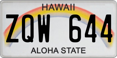 HI license plate ZQW644