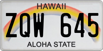 HI license plate ZQW645