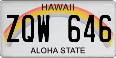 HI license plate ZQW646